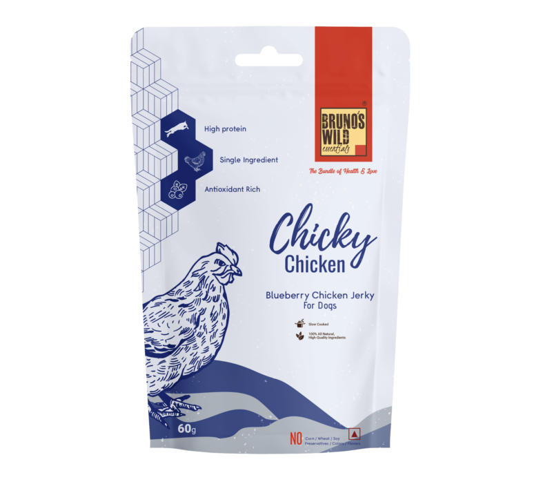 Chicky Chicken-Blueberry Chicken Jerky 60g | Bruno's Wild Essentials